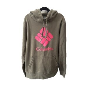 Columbia Olive Green Hoodie with Pink Accent